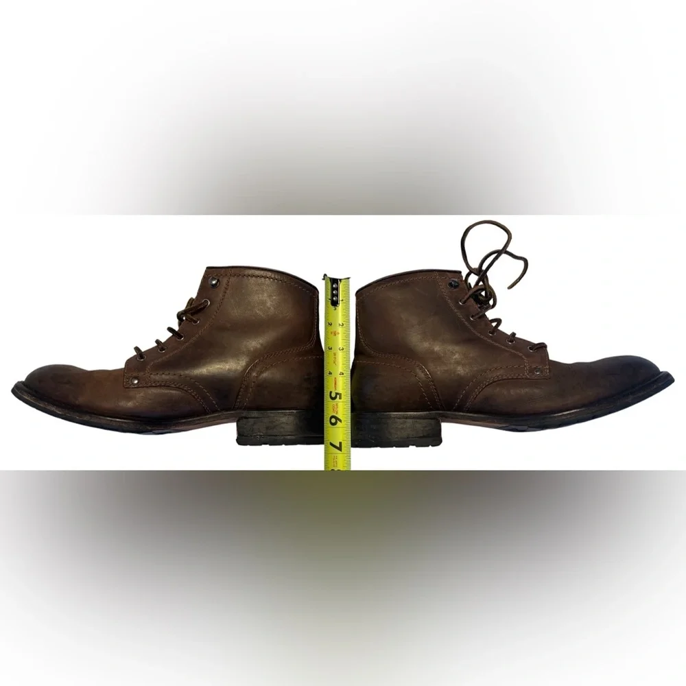 Cole Haan Grand OS Leather Boots Men 9 Brown Lace Up Distressed Workwear Rugged - Picture 13 of 16